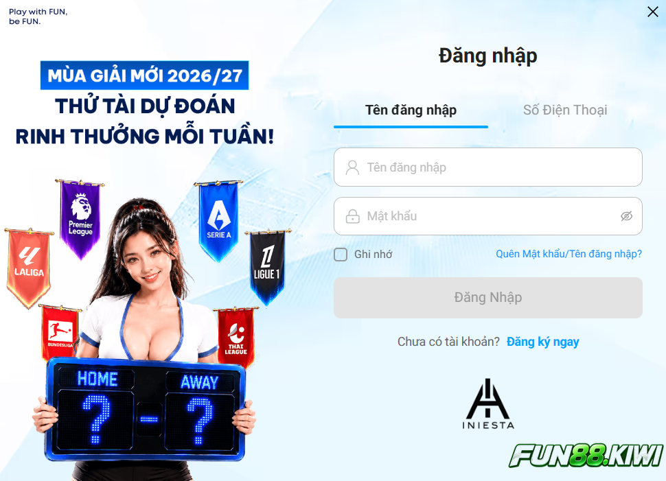 Đăng nhập Fun88 để tiến hành rút tiền 