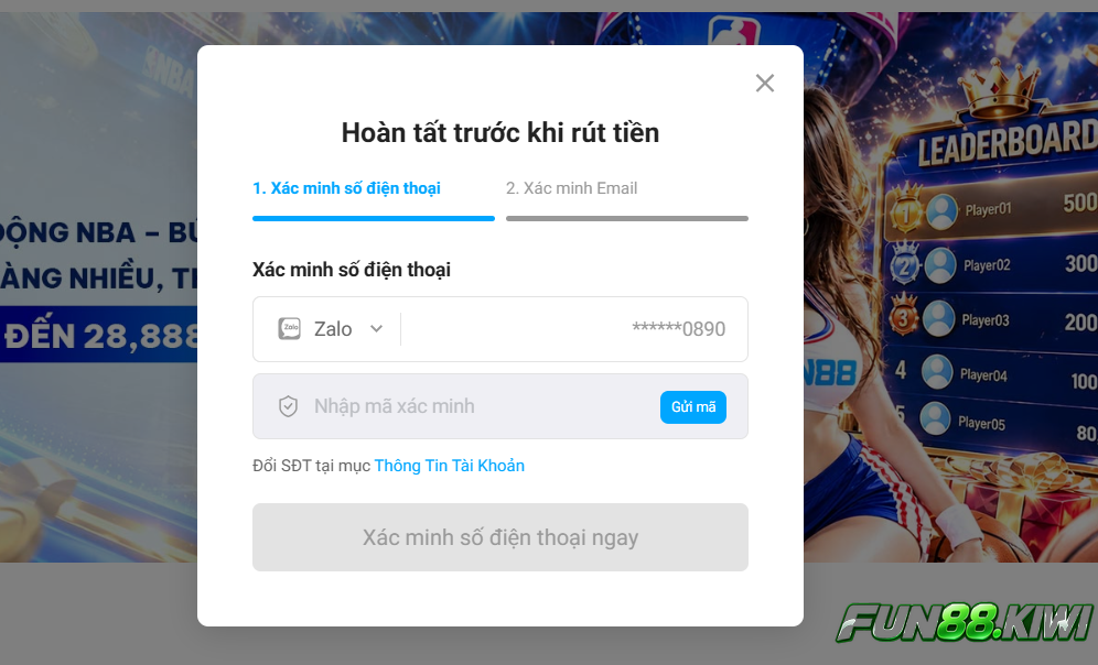 Anh em cần xác minh thông tin đối với lần giao dịch đầu tiên