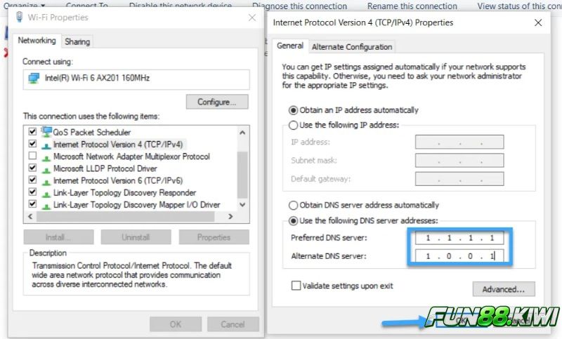 Cách vào Fun88 khi bị chặn bằng DNS Cloudflare 1.1.1.1 được giới cược thủ ưa chọn