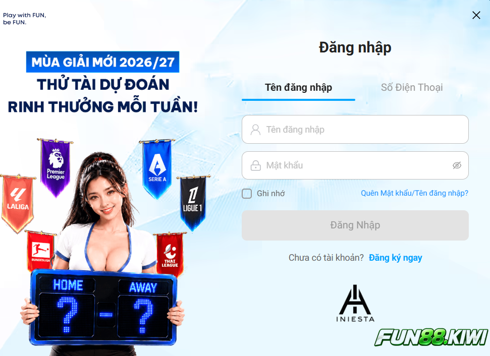 Đăng nhập Fun88 để đổi mật khẩu 