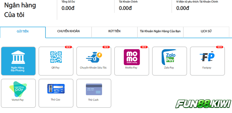 Nạp tiền không giới hạn tại Fun88