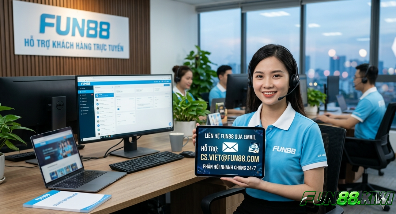 Người chơi liên hệ với Fun88 để gửi các khiếu nại qua email 