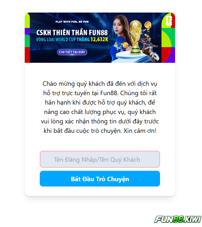Người chơi lấy lại mật khẩu Fun88 nhờ nhân viên chăm sóc khách hàng hỗ trợ