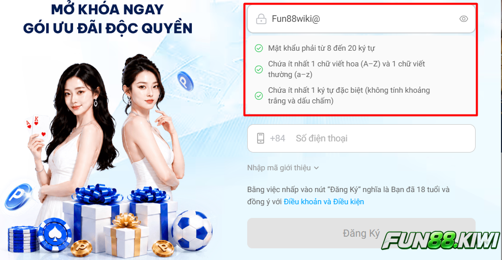 Mật khẩu mà người chơi tạo cần có các ký tự viết thường và viết hoa 