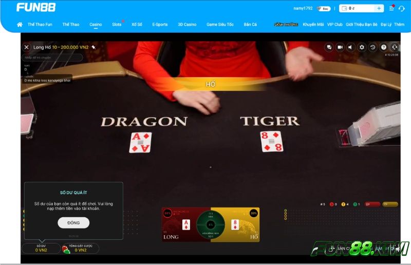 Quá trình tham gia trò Rồng Hổ Fun88 tương đối đơn giản