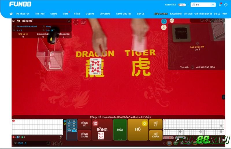 Soi cầu Rồng Hổ Fun88 dựa theo kết quả đã chơi của 30 ván đấu gần nhất