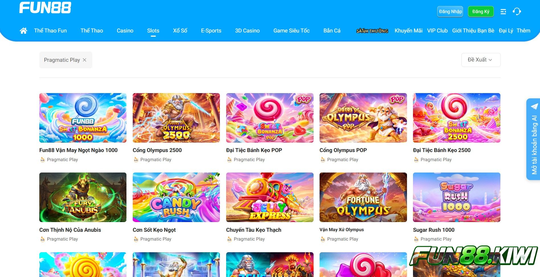 Pragmatic Play khẳng định vị thế dẫn đầu sảnh Slot Fun88