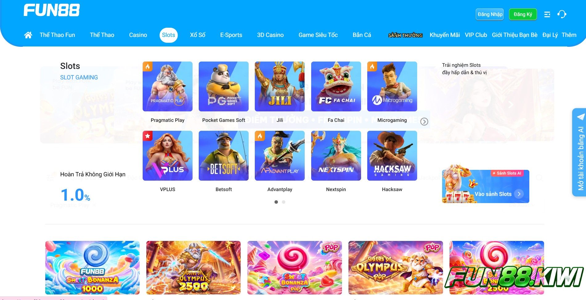 Truy cập sảnh Slot Game tai Fun88