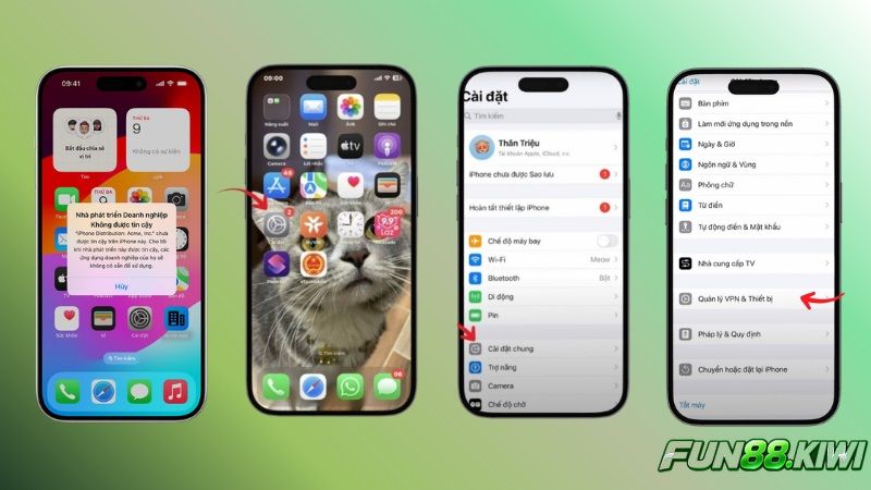 Quy trình bật quyền tin cậy khi tải Fun88 cho iphone