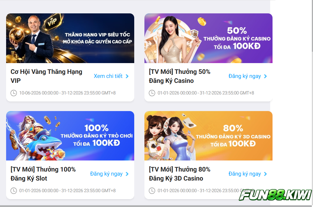 Fun88 không cho phép người chơi nhận thưởng kết hợp các khuyến mãi 