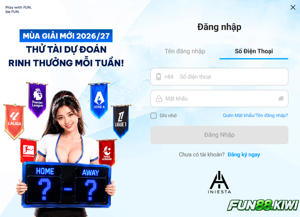 Muốn xác minh tài khoản tại Fun88 anh em cần đăng ký tài khoản thành công